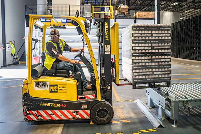 man working with forklift