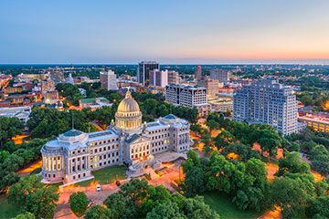 Aerial view of Mississippi capitol building